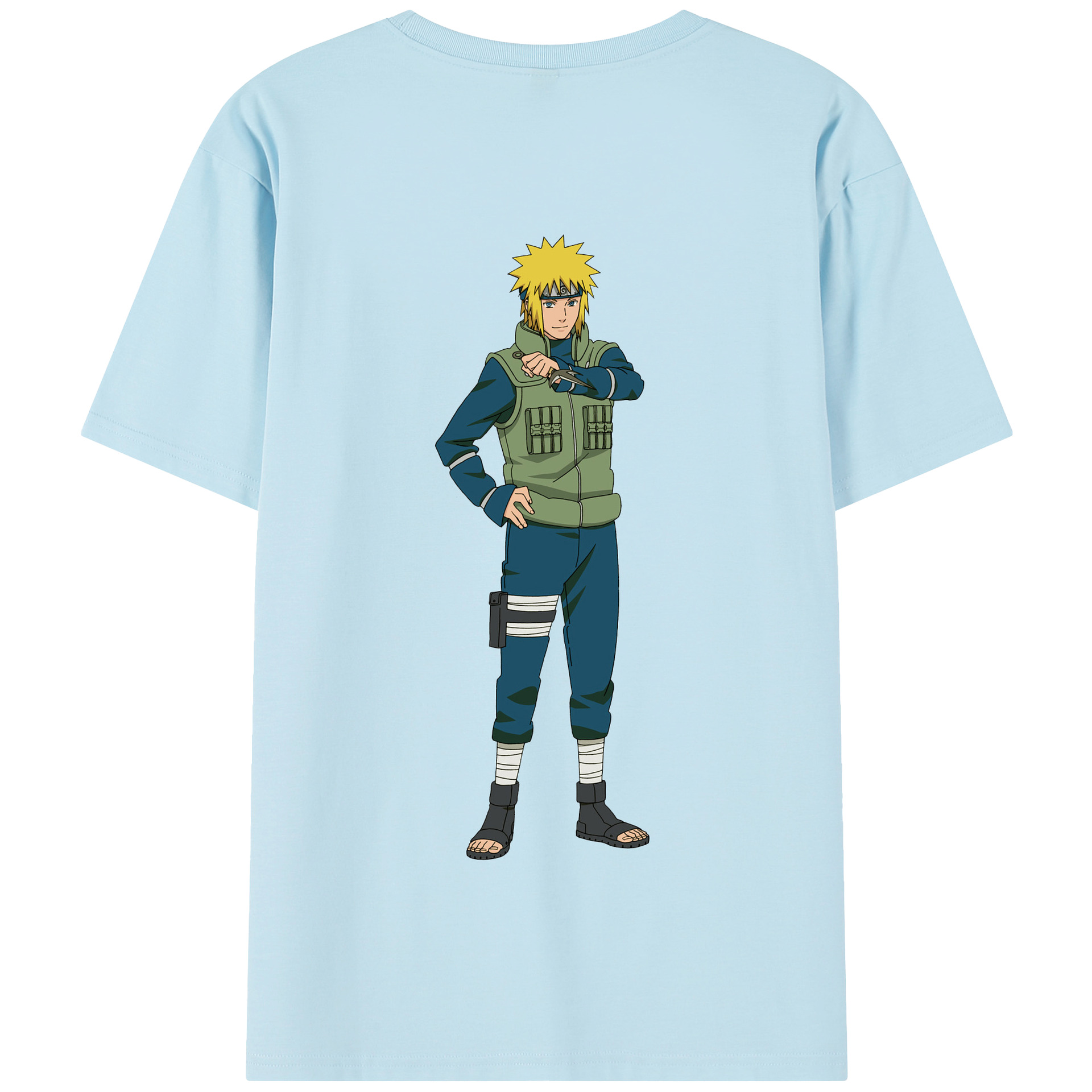 （画像用） NARUTO -ナルト- 波風 ミナト Namikaze Minato 綿100％半袖Tシャツ（背面プリント）
